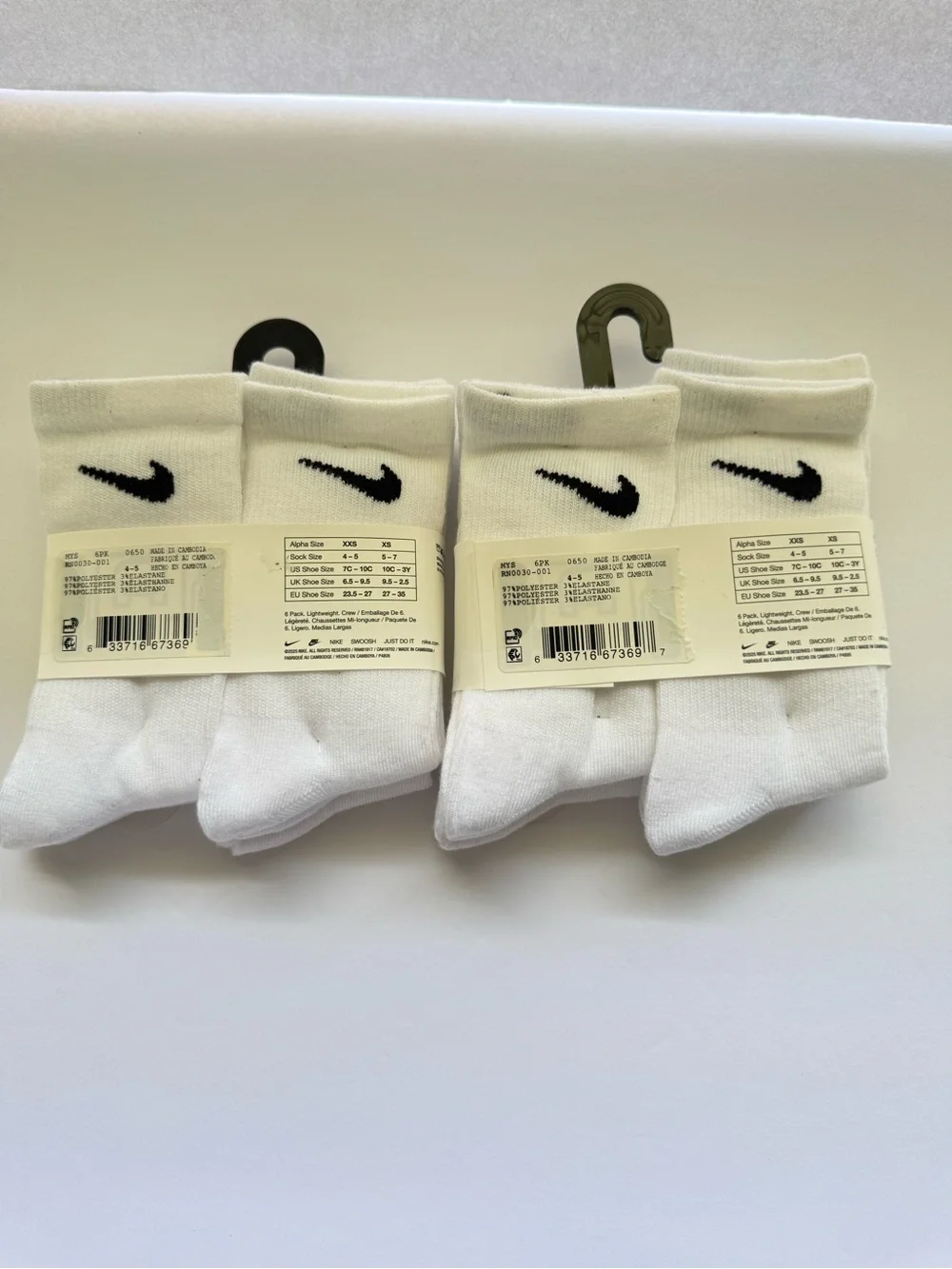 New Nike Toddler Little Kid Crew Socks 2 packs Size: 7c - 10c